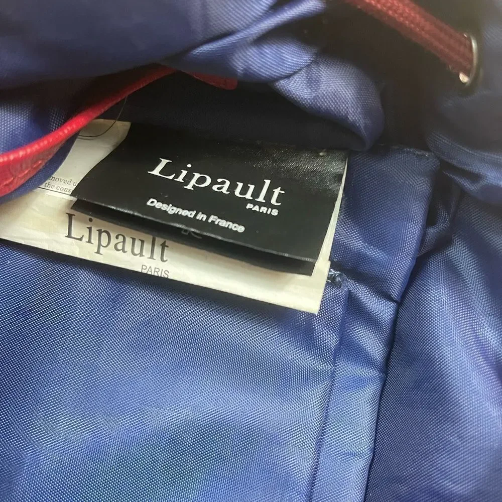 LIPAULT Red Wine NYLON Laptop large Backpack Bag faux leather flop top closure